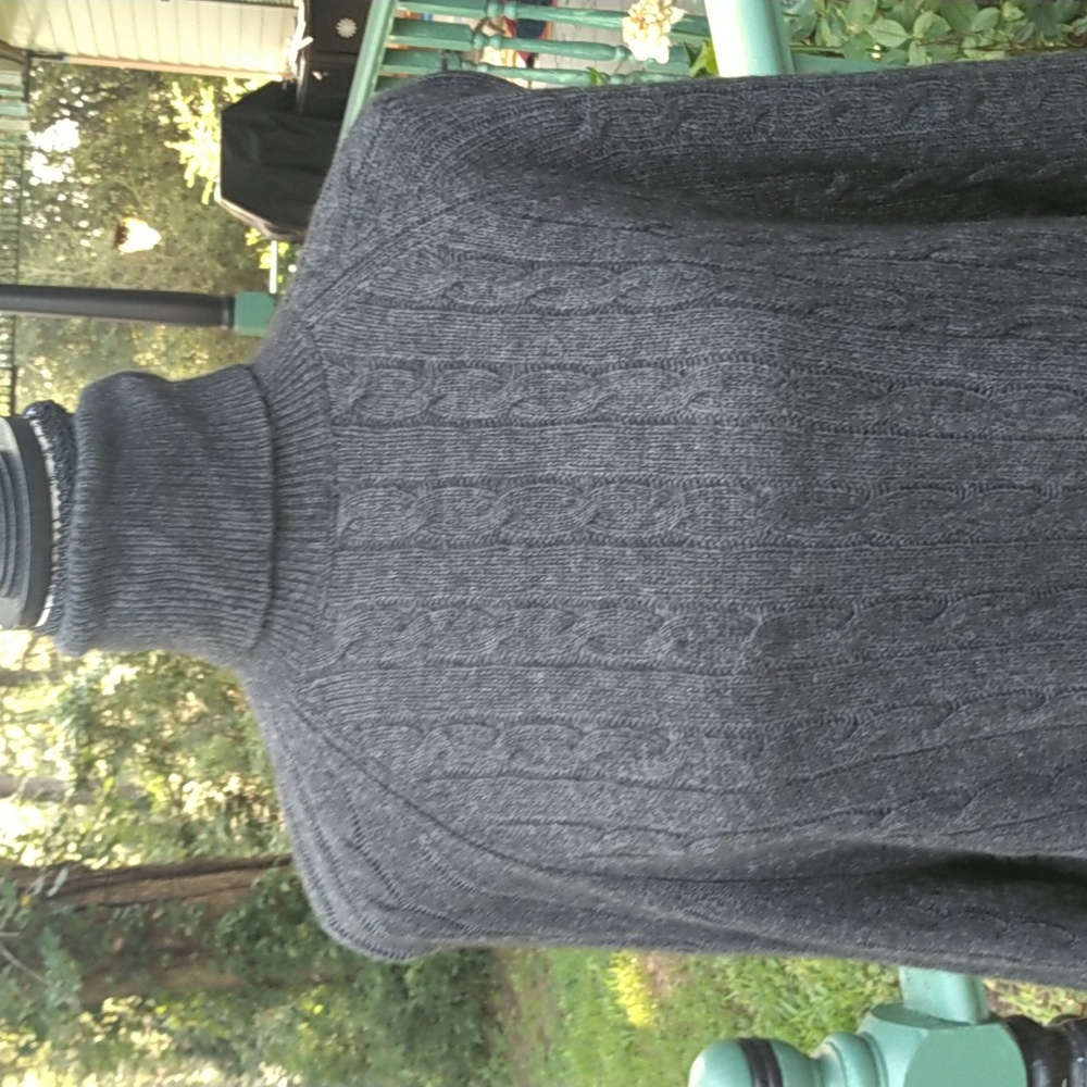 Womens Lauren by Ralph Lauren charcoal knit turtleneck sweater, 3/4 sleeve, NWOT - Picture 3 of 4